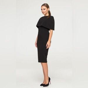 Calvin Klein Black Popover-Cape Crepe Sheath Dress